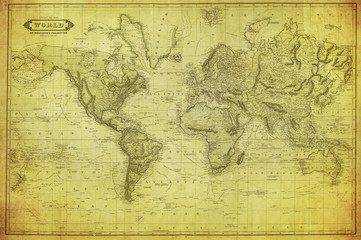 vintage map of the world 1831
