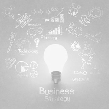 light bulb 3d on business strategy