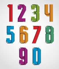 Retro numbers set, bold condensed numerals 
