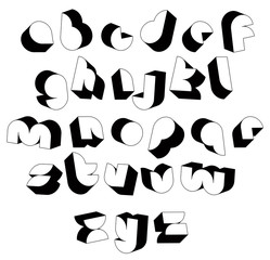 Futuristic black and white 3d font.