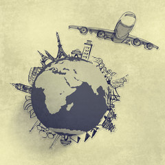 airplane traveling around the world