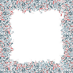 Vintage musical frame with colorful notes.