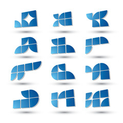 Abstract 3d simple symbols set, geometric vector abstract icons.