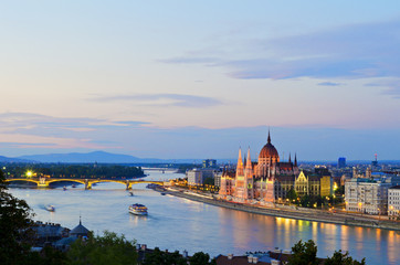 The Hungarian Parliament Building by the Danube River