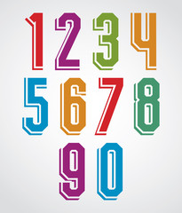 Retro numbers set, geometric numerals typeface.