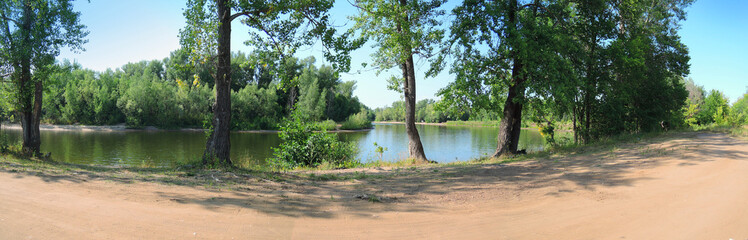 panorama of the river in the summer clear day