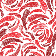Fototapety  Red Hot Chilly Peppers seamless pattern, Mexican food theme seam