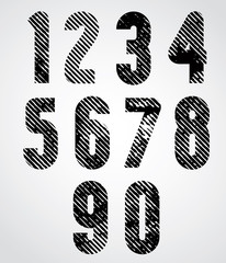 Retro style numbers with halftone lines print texture 
