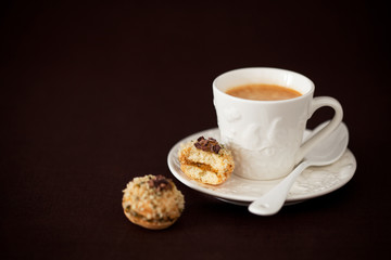 Cookies with jam and nuts, selective focus