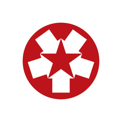 Star icon created with five arrows, vector.