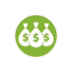 Money icon with three bags, vector.