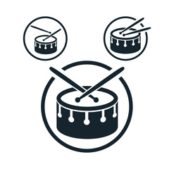 Snare drum icon, single color vector music theme symbol