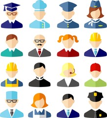Set of colorful people occupation icons