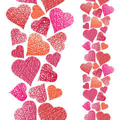 Hearts seamless pattern, vertical composition, Love theme