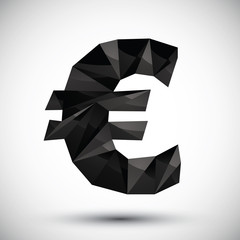 Black euro sign geometric icon made in 3d modern style