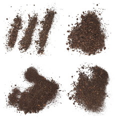 set pile dirt isolated on white background with clipping path