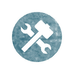 Repair icon with wrench and hammer, vector symbol with pixel