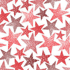 Red stars seamless pattern, vector repeating background