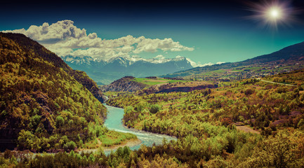 Beautiful summer landscape in the French Alps