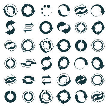 Reload icons isolated, vector set, loop arrow