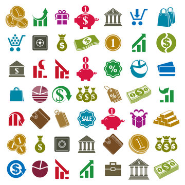 Money icons isolated on white background vector set