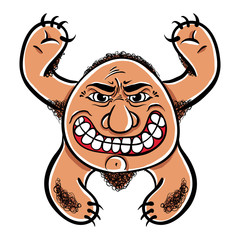Angry cartoon monster, vector illustration.