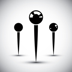 Push pins icons vector set, symbols vector collection