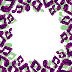 Music notes border, contemporary geometric style