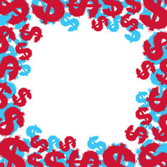 Dollar signs border, contemporary geometric style