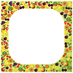 Fruits frame made with different fruits, healthy food 