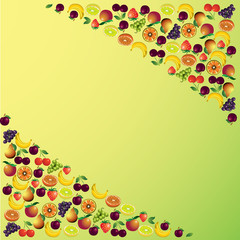 Fruits abstract composition, different fruits icon set