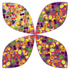 Fruits abstract composition, different fruits icon set