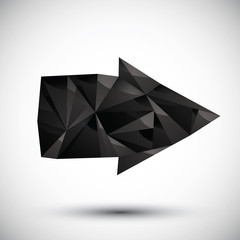 Black arrow geometric icon, 3d modern style