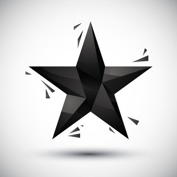 Black star geometric icon made in 3d modern style