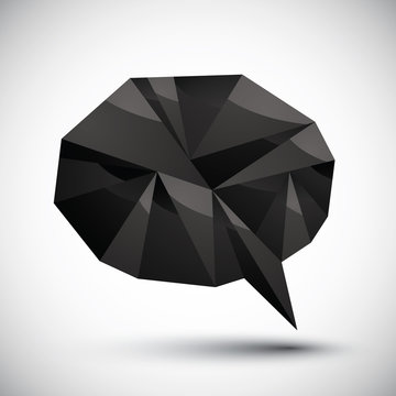 Black speech bubble geometric icon, 3d style