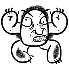 Wierd cartoon monster, absolute crazy numskull