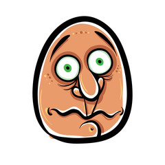 Funny cartoon face, vector illustration.