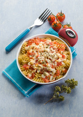 oven pasta with tomato sauce mozzarella and oregano