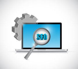 computer seo search and industrial illustration