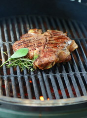 Beef steak grilled on a bbq, florentine t-bone beef steak.