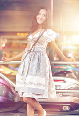 German Woman posing and wearing traditional Dirndl