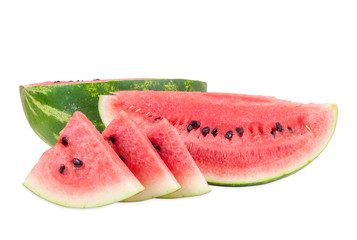 Watermelon pieces on white background