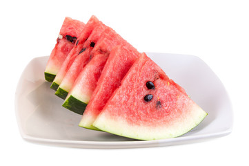 Watermelon pieces on a plate