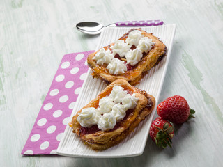 strawberry pastry with fresh cream