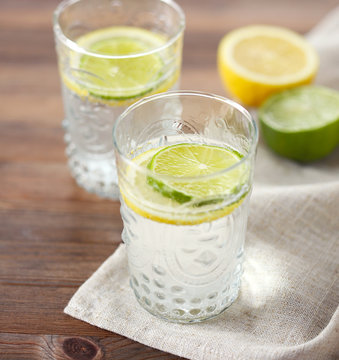 Cold water with lemon and lime