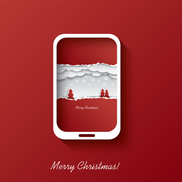 Christmas card concept design in smartphone