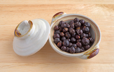 Juniper berries in a small dish