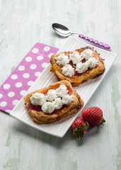 strawberry pastry with fresh cream