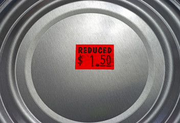 Tin can of reduced priced food