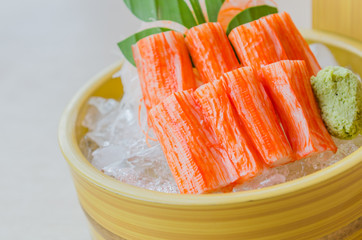 Stick crab sashimi